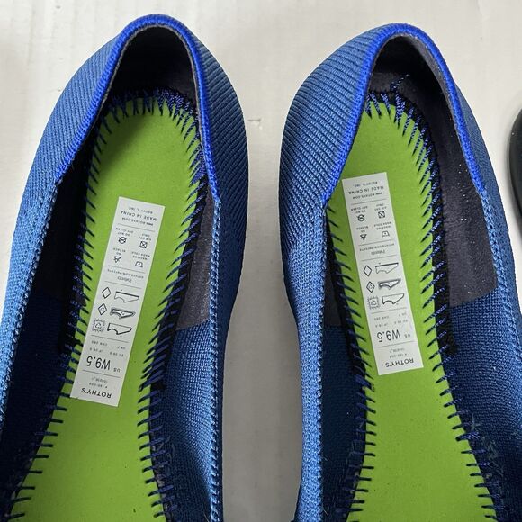 Rothy's The Knot Point II Ocean Blue Pointed Toe Knit Flats Knotted Bow Size 9.5 - Picture 14 of 16